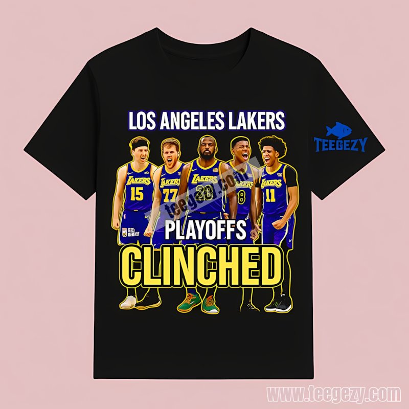 Los Angeles Lakers Playoffs Clinched 2025 Basketball T-Shirt Los Angeles Lakers Playoffs Clinched 2025 Basketball T-Shirt