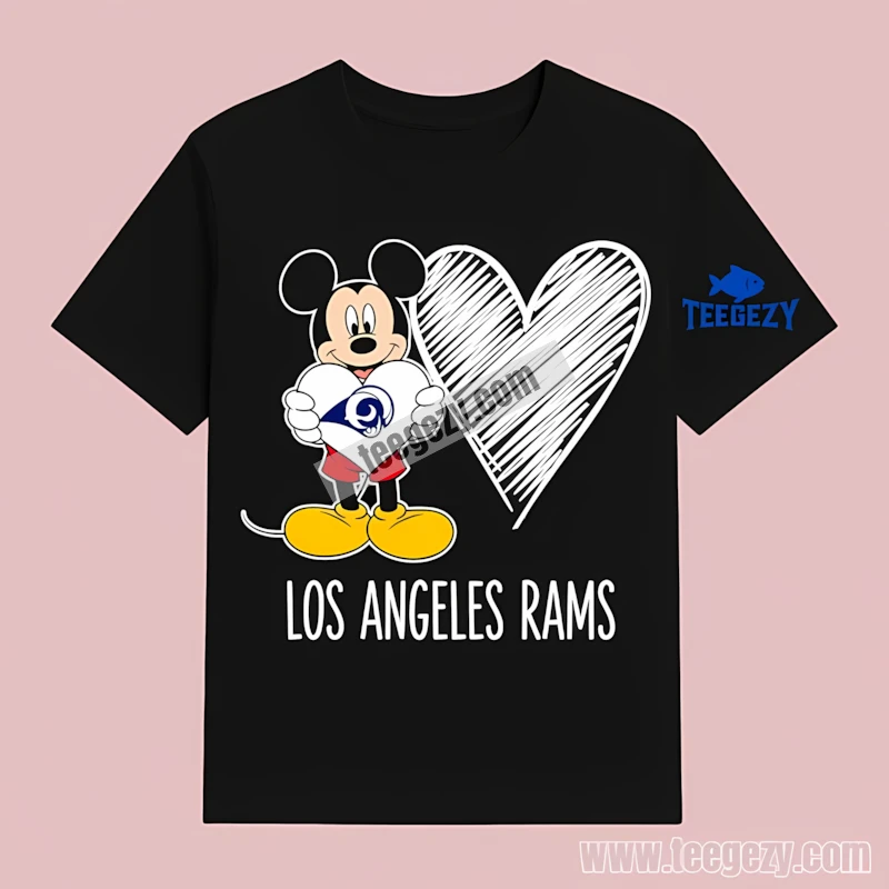 Los Angeles Rams Cute Mickey Holding Heart T-Shirt Men Women Los Angeles Rams Cute Mickey Holding Heart T-Shirt Men Women