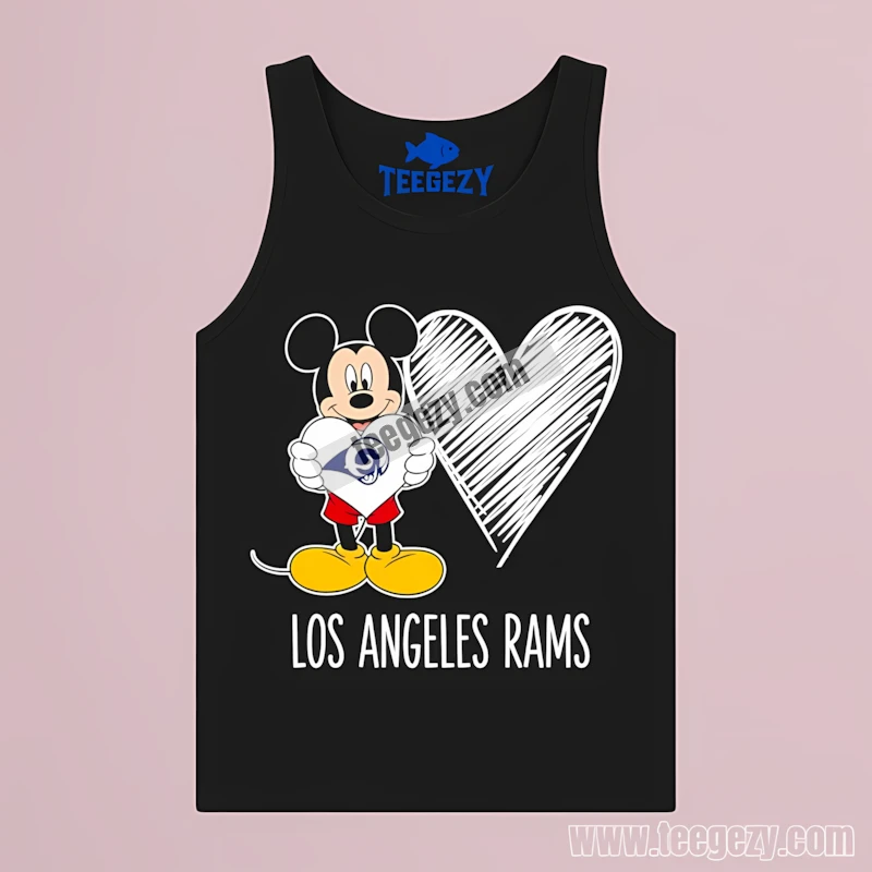 Los Angeles Rams Cute Mickey Holding Heart Tanktop Men Women Los Angeles Rams Cute Mickey Holding Heart Tanktop Men Women