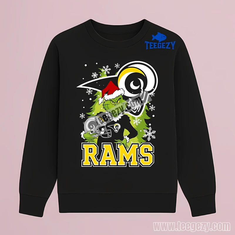 Los Angeles Rams Grinch Holding Helmet Christmas Unisex Long Sleeve Los Angeles Rams Grinch Holding Helmet Christmas Unisex Long Sleeve
