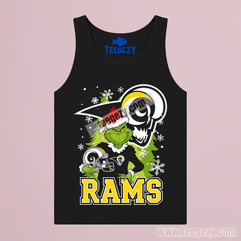 Los Angeles Rams Grinch Holding Helmet Christmas Unisex Tanktop Los Angeles Rams Grinch Holding Helmet Christmas Unisex Tanktop