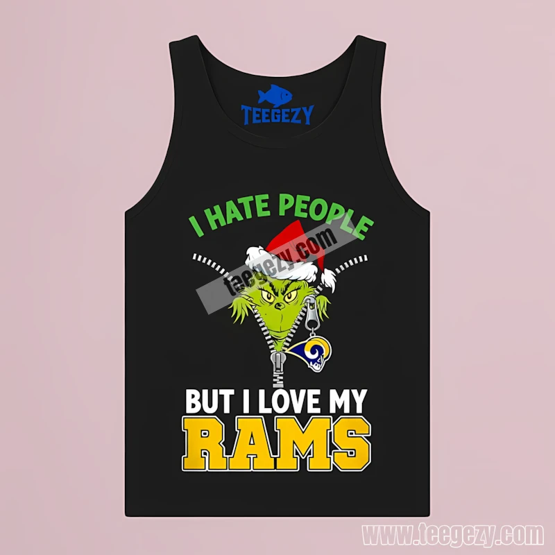 Los Angeles Rams Grinch Peeking Zipper Xmas Tanktop Men Women Los Angeles Rams Grinch Peeking Zipper Xmas Tanktop Men Women