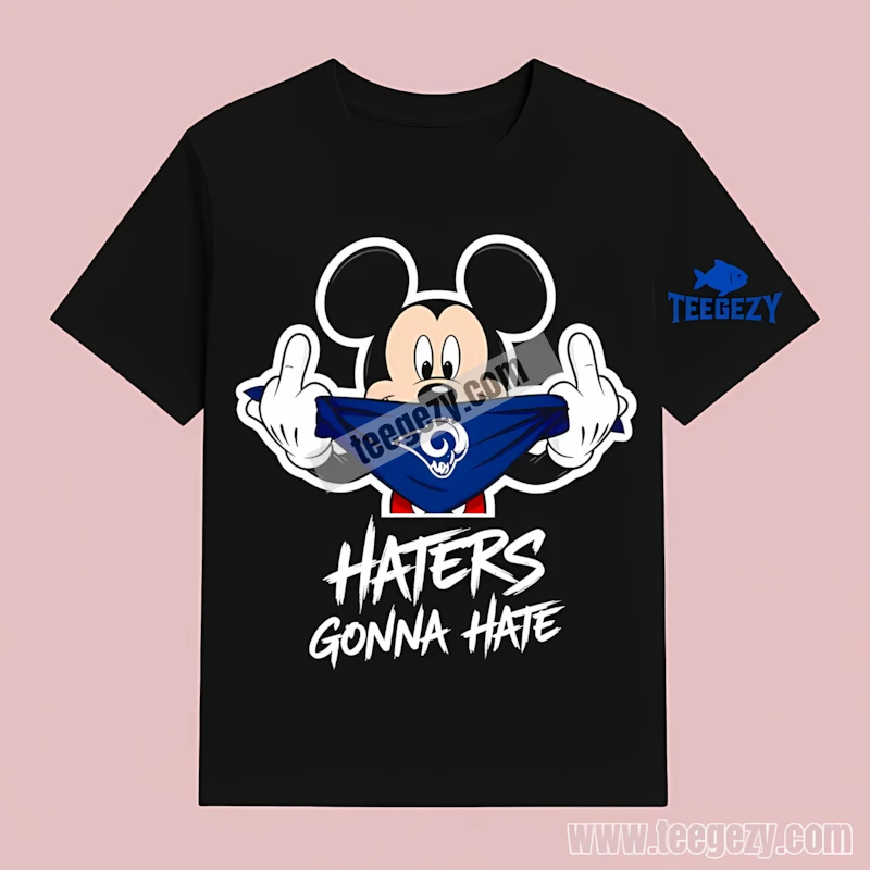 Los Angeles Rams Rebellious Mickey Graffiti Haters Gonna Hate T-Shirt Los Angeles Rams Rebellious Mickey Graffiti Haters Gonna Hate T-Shirt