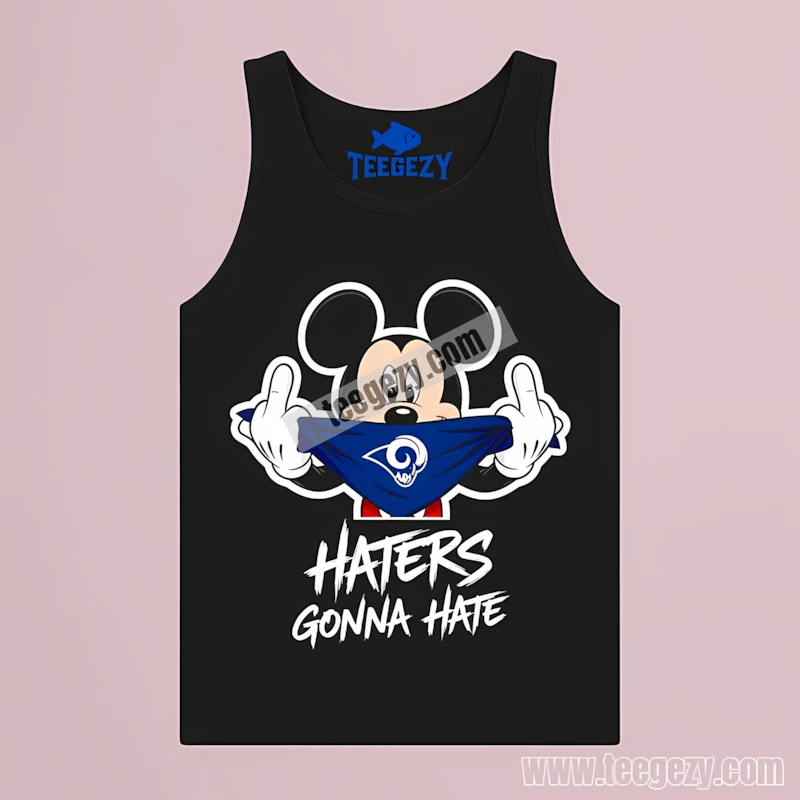 Los Angeles Rams Rebellious Mickey Graffiti Haters Gonna Hate Tanktop Los Angeles Rams Rebellious Mickey Graffiti Haters Gonna Hate Tanktop