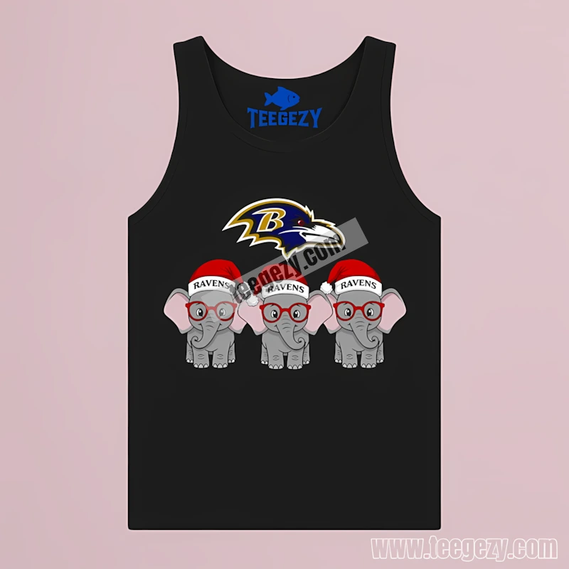 Merry Christmas Baltimore Ravens Elephants Graphic Tanktop Merry Christmas Baltimore Ravens Elephants Graphic Tanktop