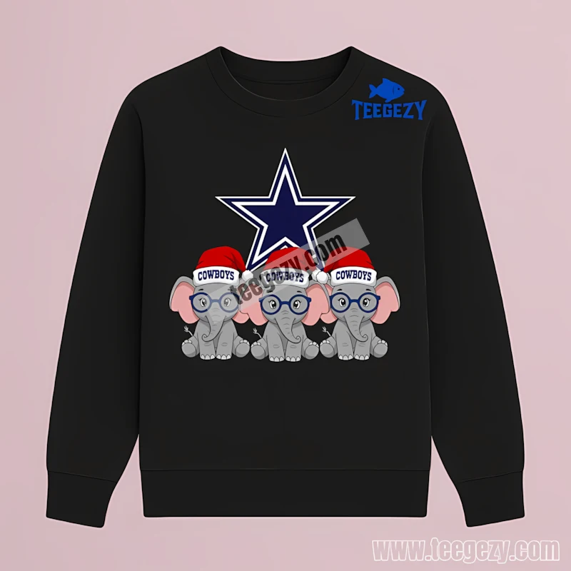 Merry Dallas Cowboys Christmas Elephants Long Sleeve Men Women Merry Dallas Cowboys Christmas Elephants Long Sleeve Men Women