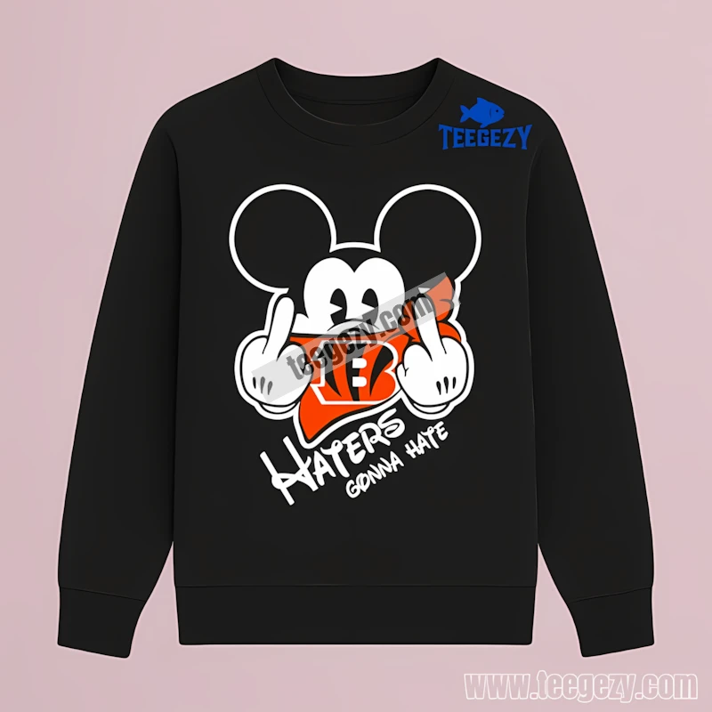 Mickey Mouse Cincinnati Bengals Haters Gonna Hate Classic Long Sleeve Mickey Mouse Cincinnati Bengals Haters Gonna Hate Classic Long Sleeve