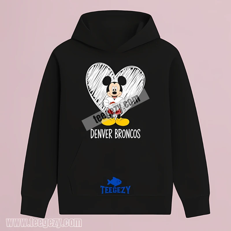 Mickey Mouse Hold Denver Broncos Heart Football Hoodie Mickey Mouse Hold Denver Broncos Heart Football Hoodie
