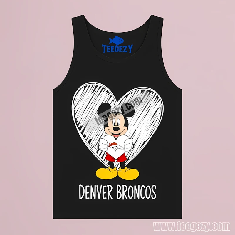 Mickey Mouse Hold Denver Broncos Heart Football Tanktop Mickey Mouse Hold Denver Broncos Heart Football Tanktop