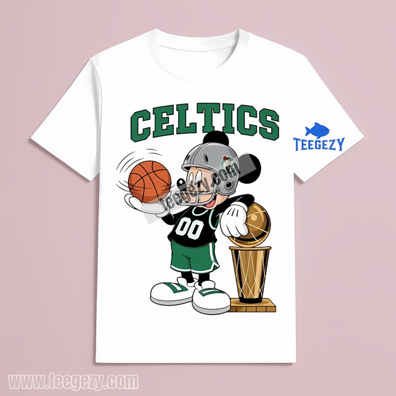 Mickey Mouse With Boston Celtics Nba Trophy Cup T-Shirt Men Women Mickey Mouse With Boston Celtics Nba Trophy Cup T-Shirt Men Women