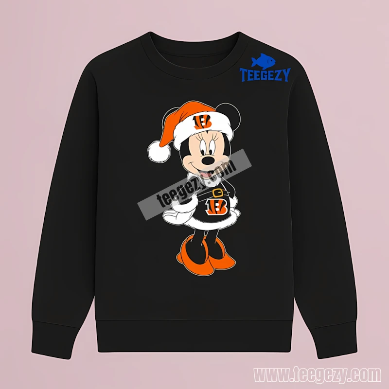 Minnie Mouse Cincinnati Bengals Christmas Long Sleeve For Holiday Minnie Mouse Cincinnati Bengals Christmas Long Sleeve For Holiday