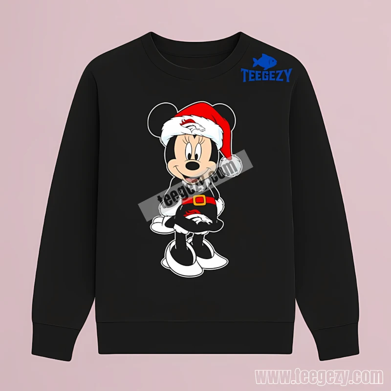 Minnie Mouse Denver Broncos Merry Christmas Long Sleeve Cotton Minnie Mouse Denver Broncos Merry Christmas Long Sleeve Cotton