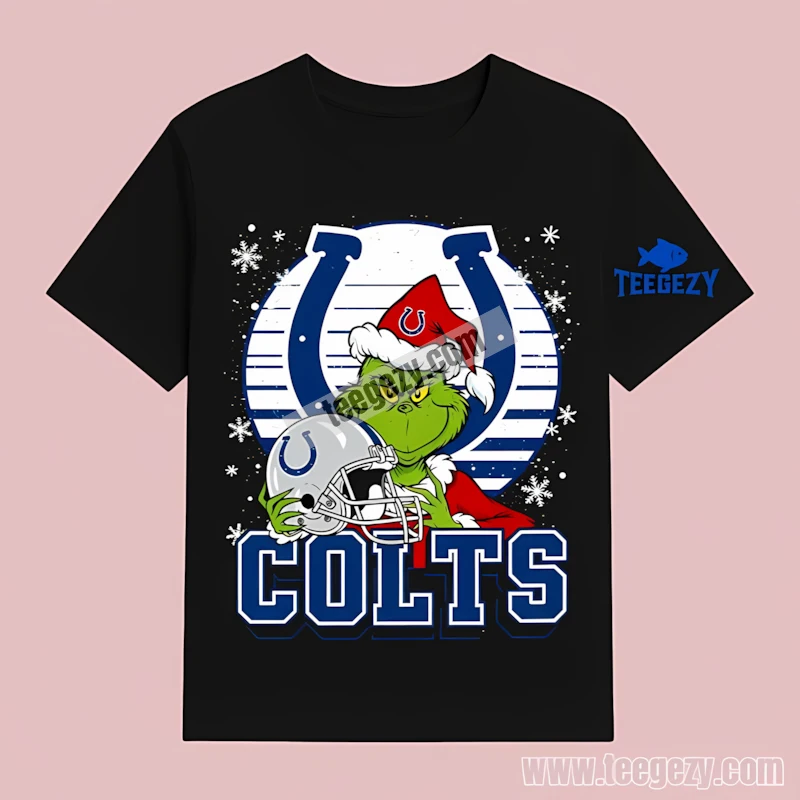 Ndianapolis Colts Grinch Santa Helmet Snowflake Holiday T-Shirt Ndianapolis Colts Grinch Santa Helmet Snowflake Holiday T-Shirt