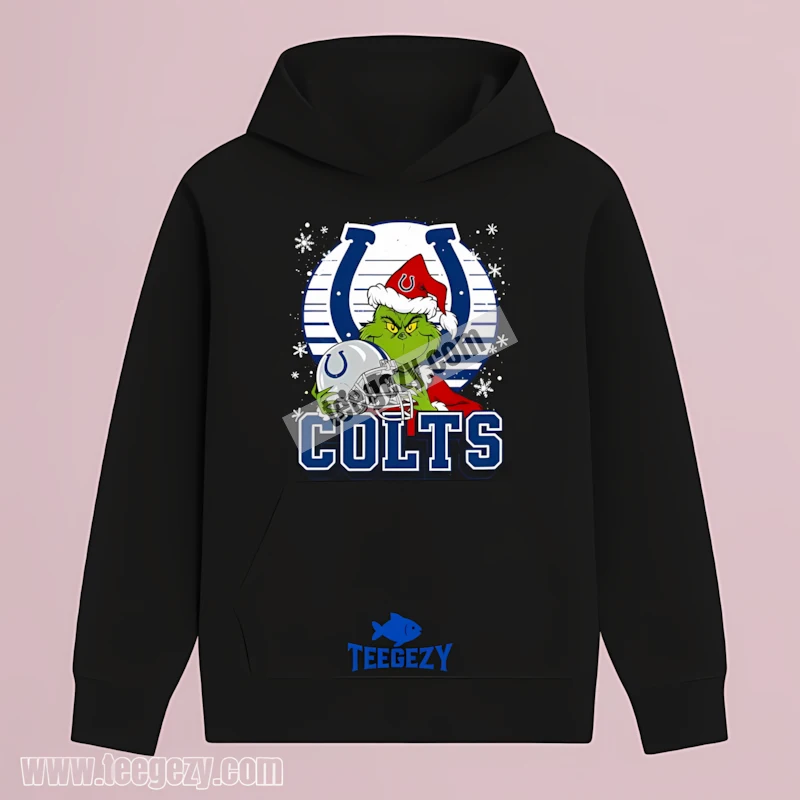 Ndianapolis Colts Grinch Santa Helmet Snowflake Holiday Hoodie Ndianapolis Colts Grinch Santa Helmet Snowflake Holiday Hoodie