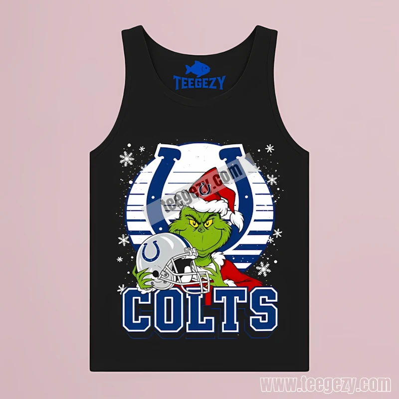 Ndianapolis Colts Grinch Santa Helmet Snowflake Holiday Tanktop Ndianapolis Colts Grinch Santa Helmet Snowflake Holiday Tanktop