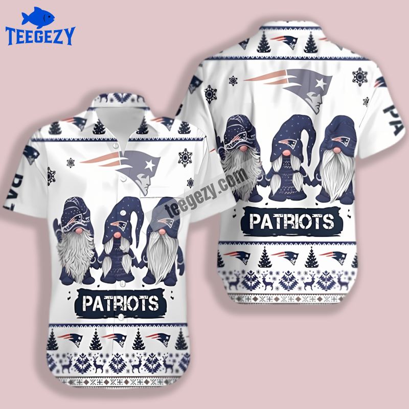 New England Patriots Christmas Gnomes Real Hawaiian Shirts White