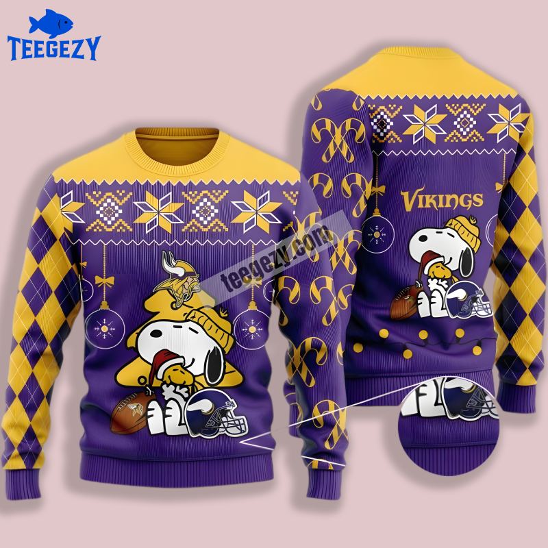 Snoopy Woodstock Minnesota Vikings Purple Yellow Ugly Sweater Snoopy Woodstock Minnesota Vikings Purple Yellow Ugly Sweater