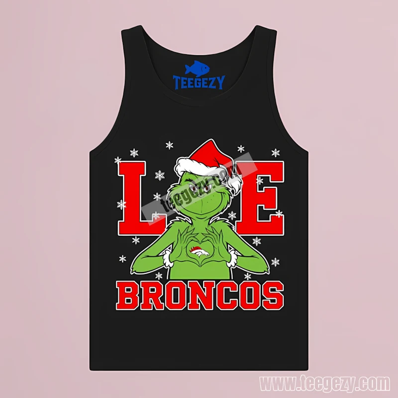 The Grinch Love Denver Broncos Christmas Cotton Tanktop The Grinch Love Denver Broncos Christmas Cotton Tanktop