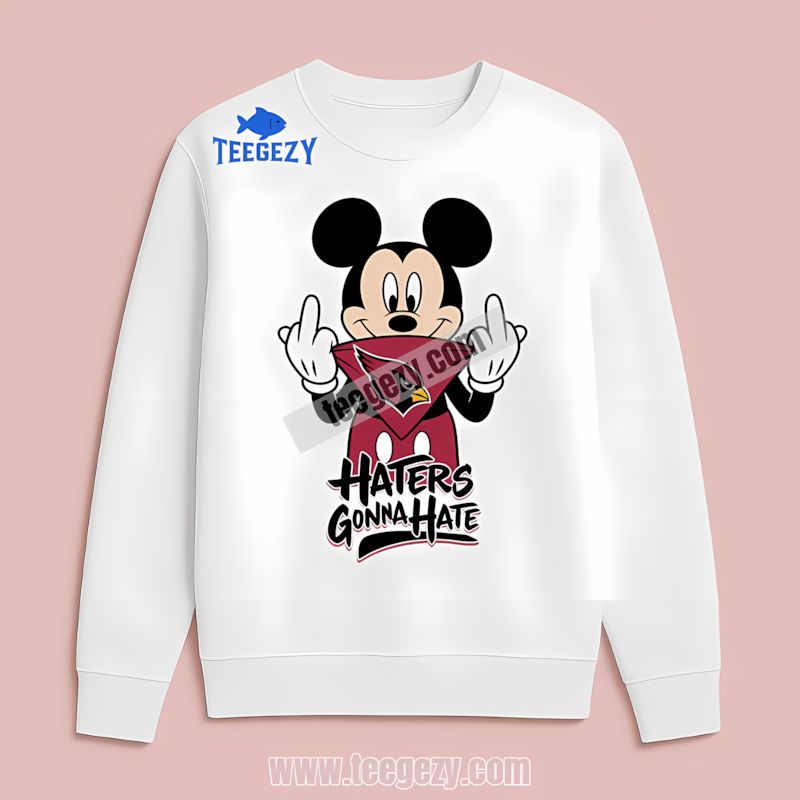 Arizona Cardinals Mickey Haters Gonna Hate Color Long Sleeve Arizona Cardinals Mickey Haters Gonna Hate Color Long Sleeve