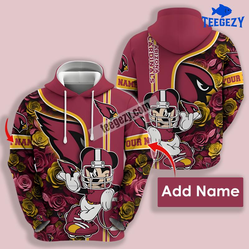 Arizona Cardinals Personalized Mickey 3D Hoodie Jacket Design Arizona Cardinals Personalized Mickey 3D Hoodie Jacket Design