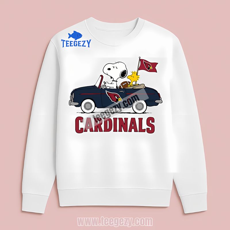 Arizona Cardinals Snoopy Driving Car Graphic Long Sleeve Arizona Cardinals Snoopy Driving Car Graphic Long Sleeve