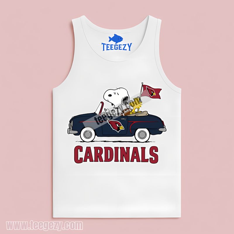 Arizona Cardinals Snoopy Driving Car Graphic Tanktop Arizona Cardinals Snoopy Driving Car Graphic Tanktop