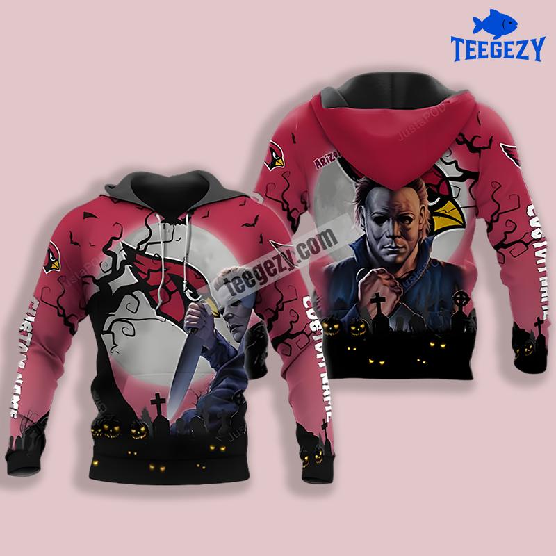 Arizona Cardinals Spooky Michael Myers 3D Zip Up Hoodie Arizona Cardinals Spooky Michael Myers 3D Zip Up Hoodie