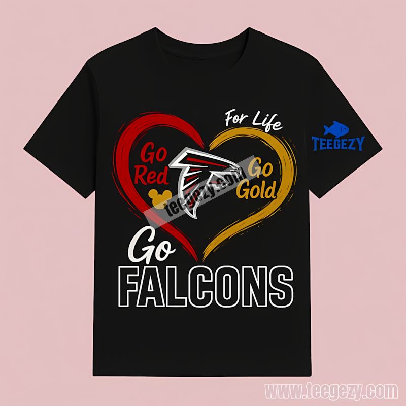 Atlanta Falcons Go Red Gold Heart Awareness Shirt