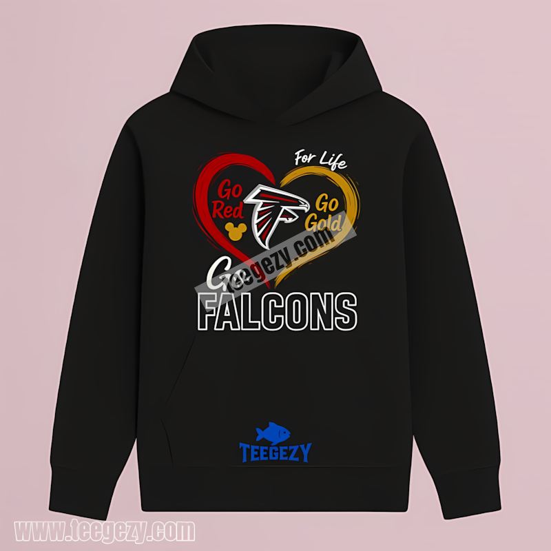 Atlanta Falcons Go Red Gold Heart Awareness Hoodie Atlanta Falcons Go Red Gold Heart Awareness Hoodie