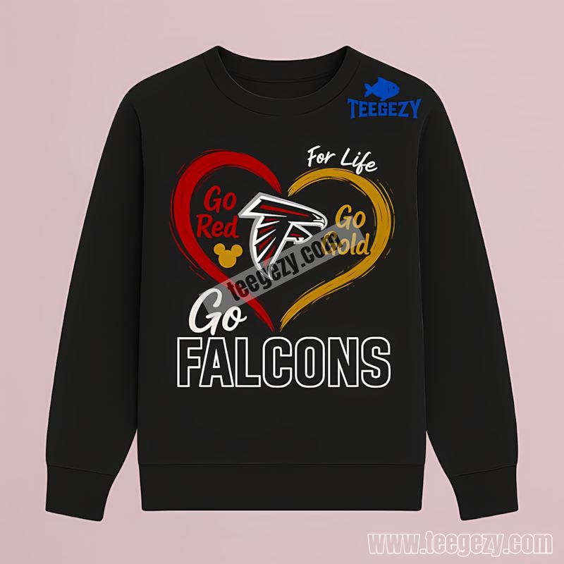 Atlanta Falcons Go Red Gold Heart Awareness Long Sleeve Atlanta Falcons Go Red Gold Heart Awareness Long Sleeve