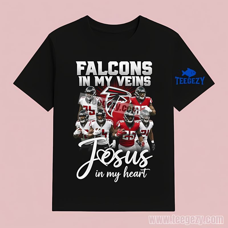Atlanta Falcons In My Veins Jesus In My Heart Shirt