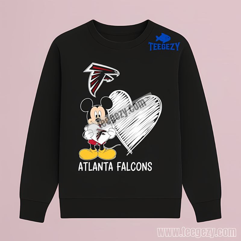 Atlanta Falcons Mickey Heart Support Long Sleeve Shirt Atlanta Falcons Mickey Heart Support Long Sleeve Shirt