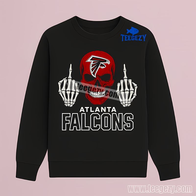 Atlanta Falcons Skull Middle Finger Statement Long Sleeve Atlanta Falcons Skull Middle Finger Statement Long Sleeve