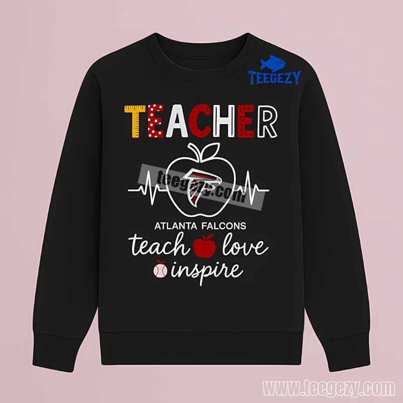 Atlanta Falcons Teacher Apple Love Inspire Long Sleeve Atlanta Falcons Teacher Apple Love Inspire Long Sleeve