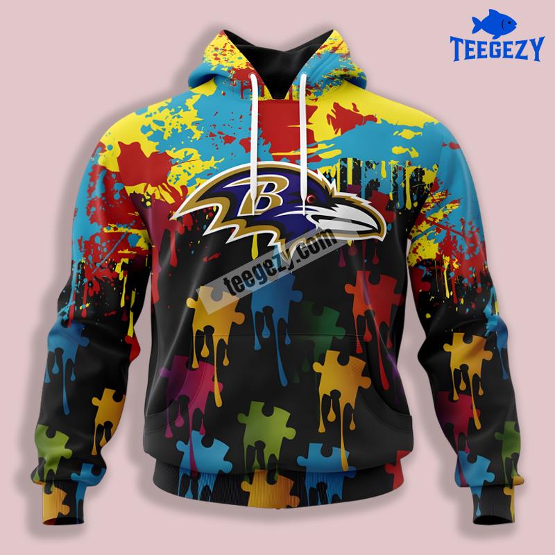 Baltimore Ravens Autism Blue Yellow 3D Hoodie For Sale Baltimore Ravens Autism Blue Yellow 3D Hoodie For Sale