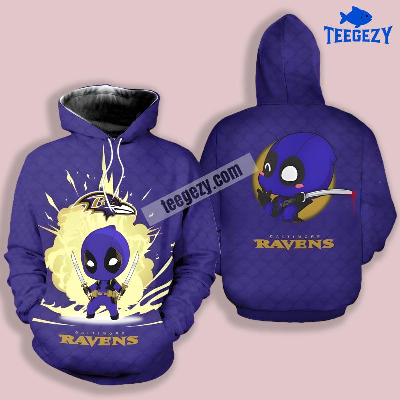 Baltimore Ravens Dead Pool Blue 3D Printed Hoodie Baltimore Ravens Dead Pool Blue 3D Printed Hoodie