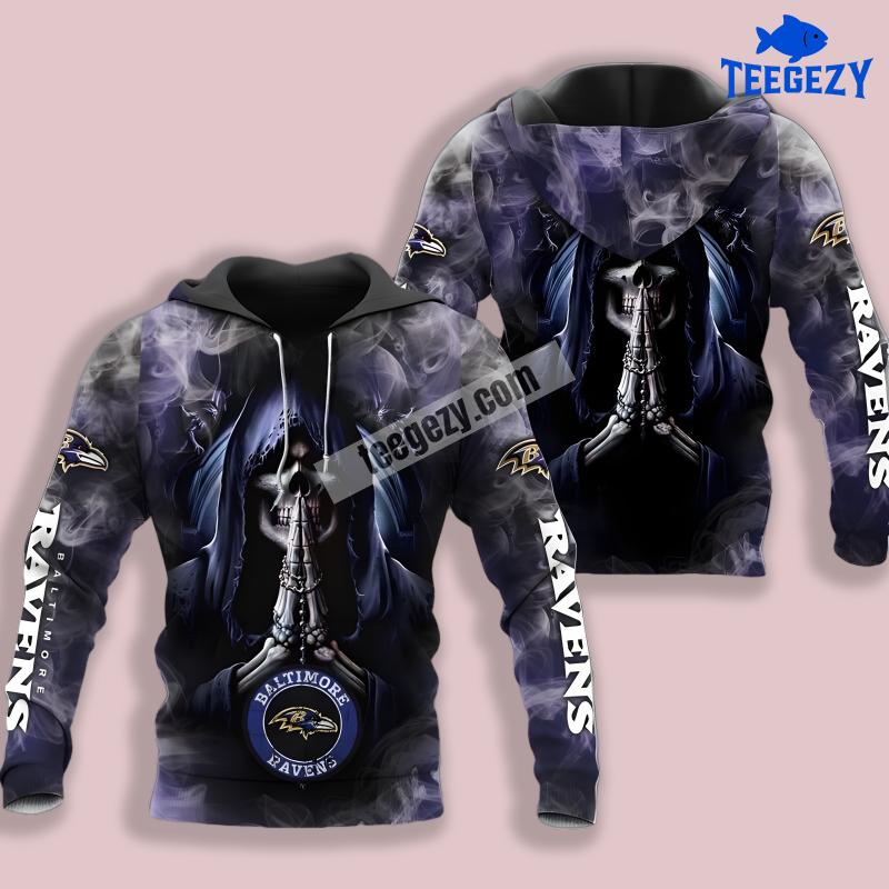 Baltimore Ravens Death Smoke Black 3D Hoodie For Men Baltimore Ravens Death Smoke Black 3D Hoodie For Men