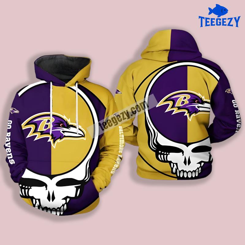 Baltimore Ravens Grateful Dead Blue Yellow 3D Hoodie For Sale Baltimore Ravens Grateful Dead Blue Yellow 3D Hoodie For Sale