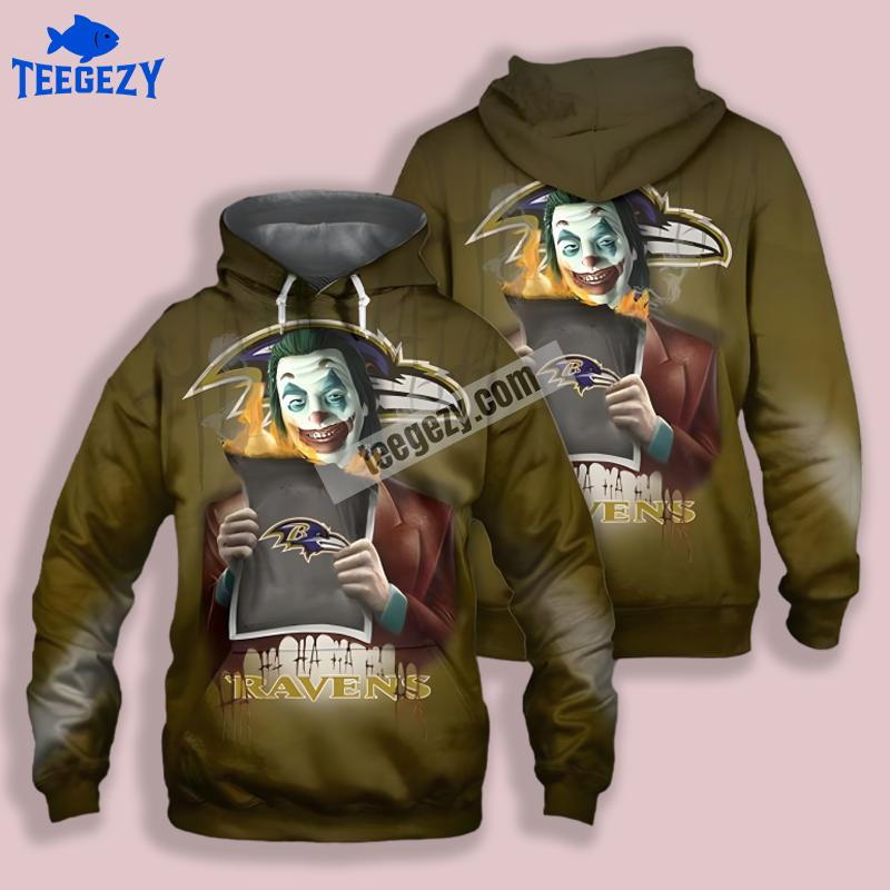 Baltimore Ravens Joker Brown 3D Zip Up Hoodie Baltimore Ravens Joker Brown 3D Zip Up Hoodie