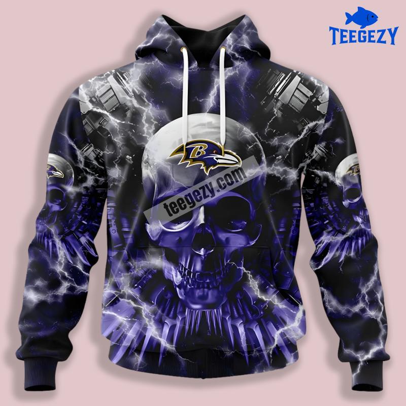Baltimore Ravens Skull Halloween Blue Black 3D Printed Hoodie Baltimore Ravens Skull Halloween Blue Black 3D Printed Hoodie