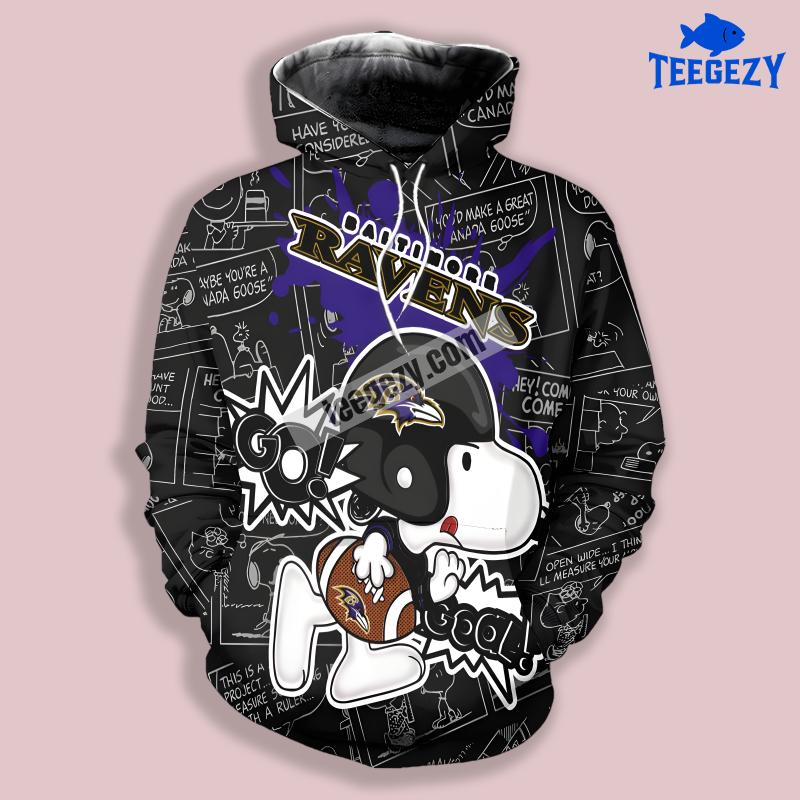 Baltimore Ravens Snoopy Black 3D Printed Hoodie Baltimore Ravens Snoopy Black 3D Printed Hoodie