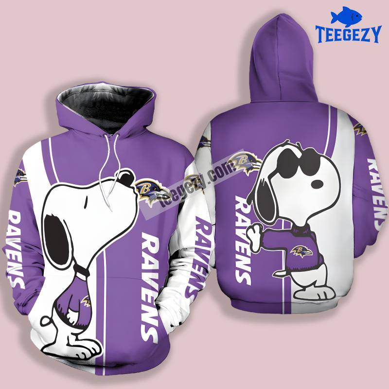 Baltimore Ravens Snoopy Purple White 3D Hoodie For Men Baltimore Ravens Snoopy Purple White 3D Hoodie For Men