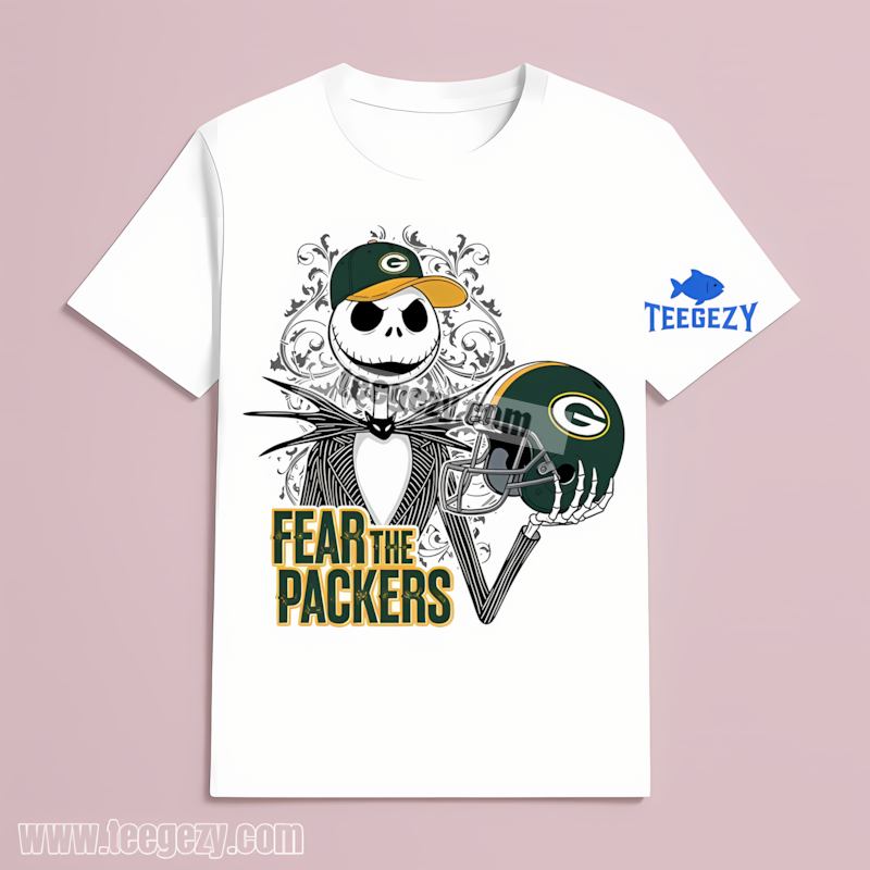 Fear The Green Bay Packers Jack Skellington T-Shirt Regular Fear The Green Bay Packers Jack Skellington T-Shirt Regular