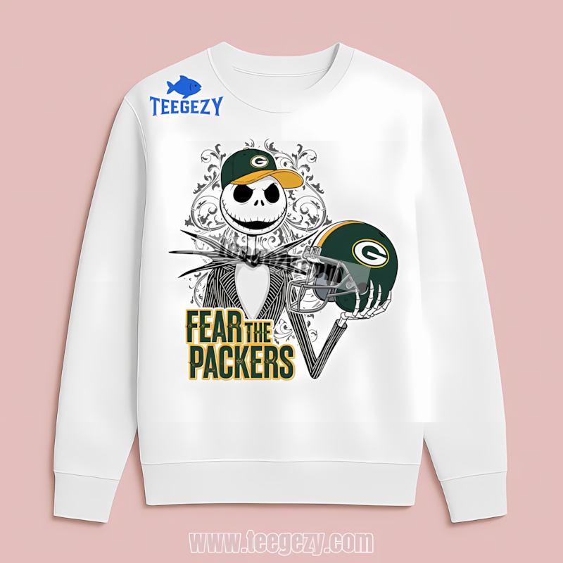 Fear The Green Bay Packers Jack Skellington Long Sleeve Regular Fear The Green Bay Packers Jack Skellington Long Sleeve Regular