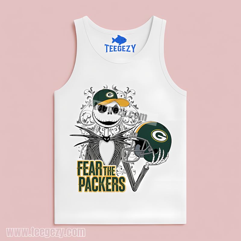 Fear The Green Bay Packers Jack Skellington Tanktop Regular Fear The Green Bay Packers Jack Skellington Tanktop Regular
