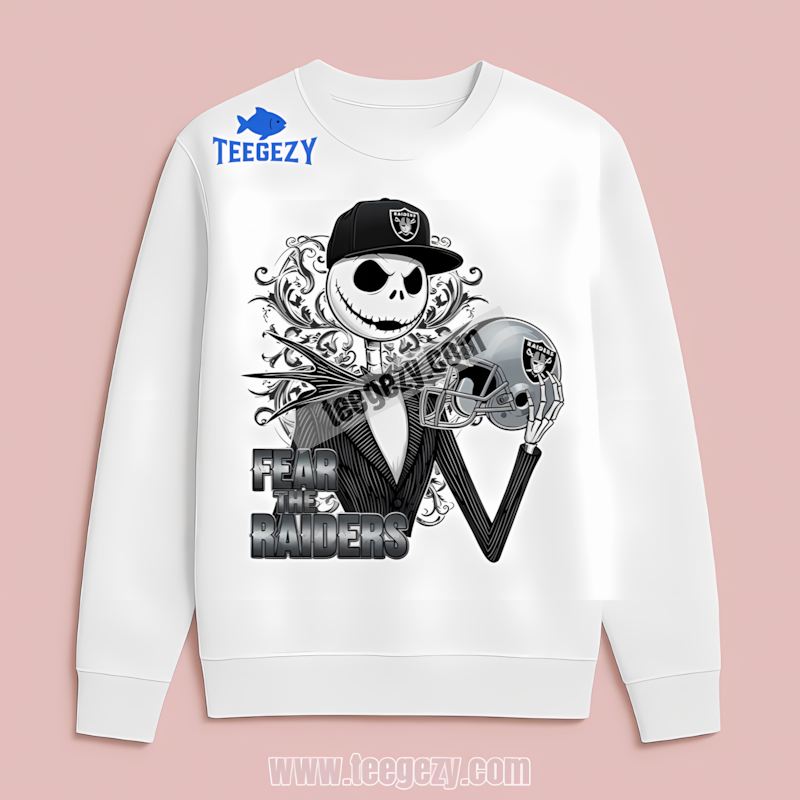 Fear The Las Vegas Raiders Jack Skellington Retro Style Long Sleeve Fear The Las Vegas Raiders Jack Skellington Retro Style Long Sleeve