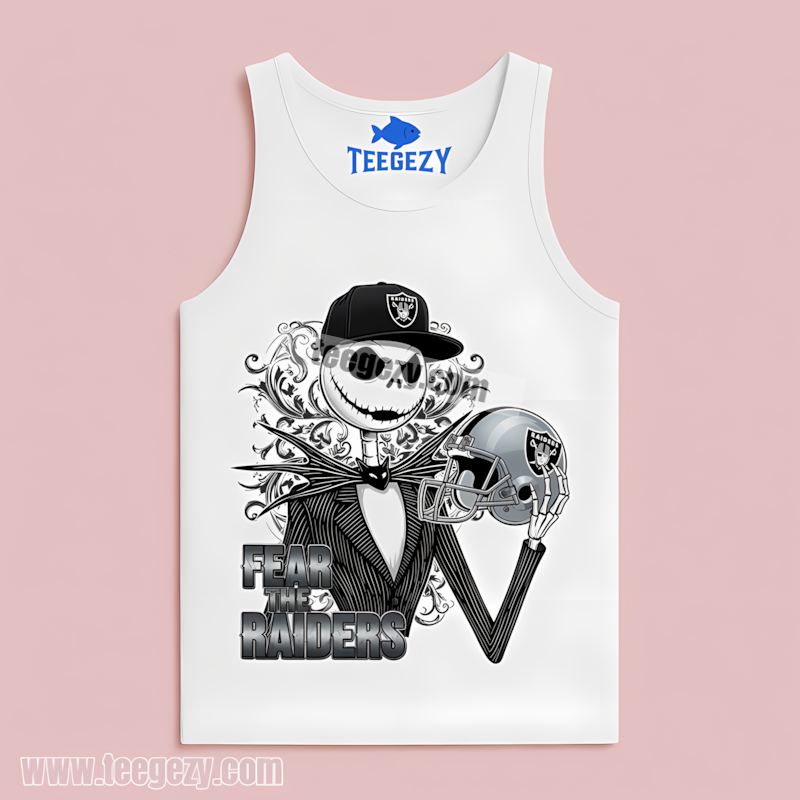 Fear The Las Vegas Raiders Jack Skellington Retro Style Tanktop Fear The Las Vegas Raiders Jack Skellington Retro Style Tanktop