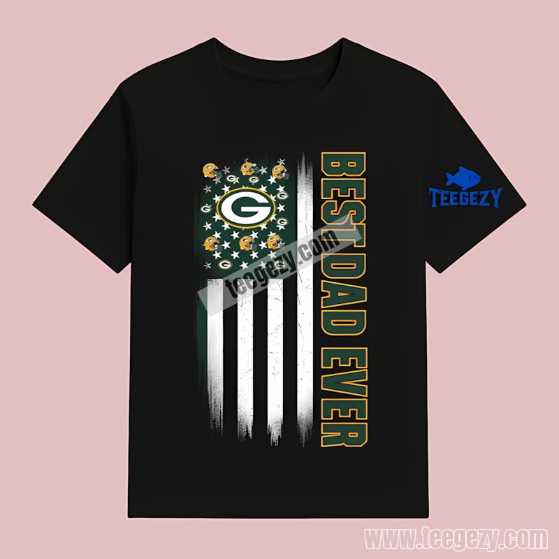 Green Bay Packers Best Dad Ever Flag Graphic T-Shirt Green Bay Packers Best Dad Ever Flag Graphic T-Shirt