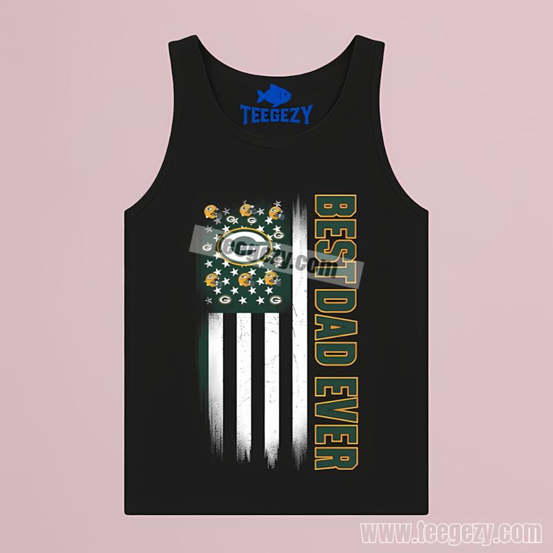 Green Bay Packers Best Dad Ever Flag Graphic Tanktop Green Bay Packers Best Dad Ever Flag Graphic Tanktop