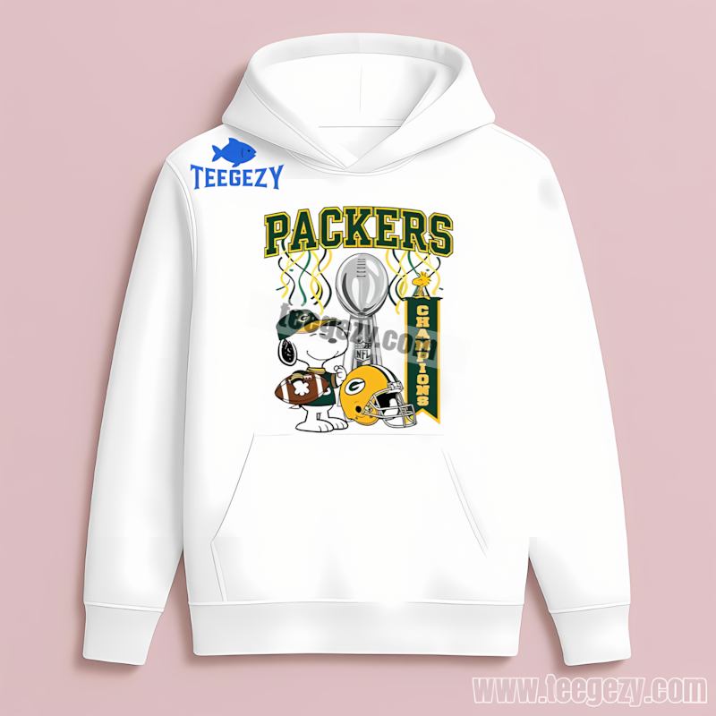 Green Bay Packers Champions Snoopy Celebration Hoodie Vintage Green Bay Packers Champions Snoopy Celebration Hoodie Vintage